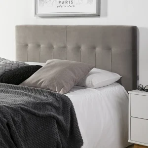 Beklede hoofdeinde Napels 160×100 cm Grijs, Fluweel, Houten poten Beklede hoofdeinde Napels 160×100 cm Grijs, Fluweel, Houten poten