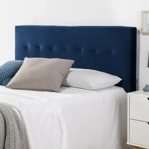 Beklede hoofdeinde Napels 160×100 cm Blauw, Fluweel, Houten poten Beklede hoofdeinde Napels 160×100 cm Blauw, Fluweel, Houten poten