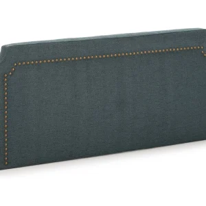 Beklede hoofdeinde Leonor 160 x 60 cm Blauw, Spijkers in Bruin, Totale Dikte 8 cm Beklede hoofdeinde Leonor 160 x 60 cm Blauw, Spijkers in Bruin, Totale Dikte 8 cm