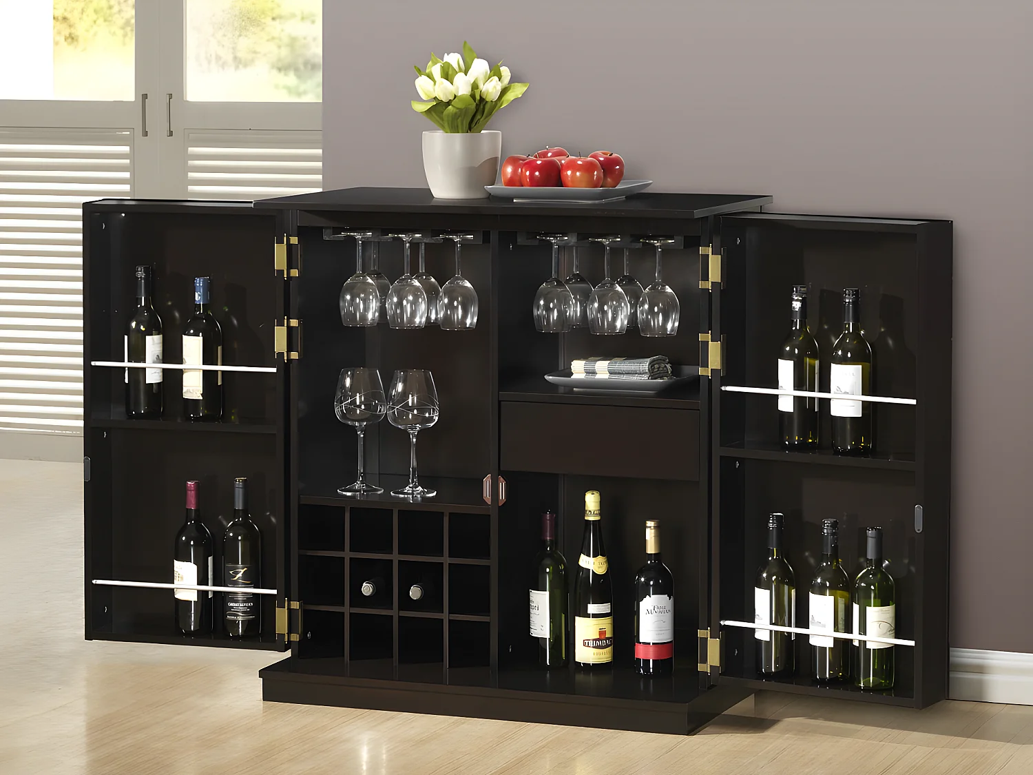 Barkast GORDON – hevea & MDF – wengé