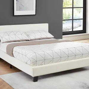 Bed 140 x 190 cm van wit kunstleer met matras – CORNELIUS II