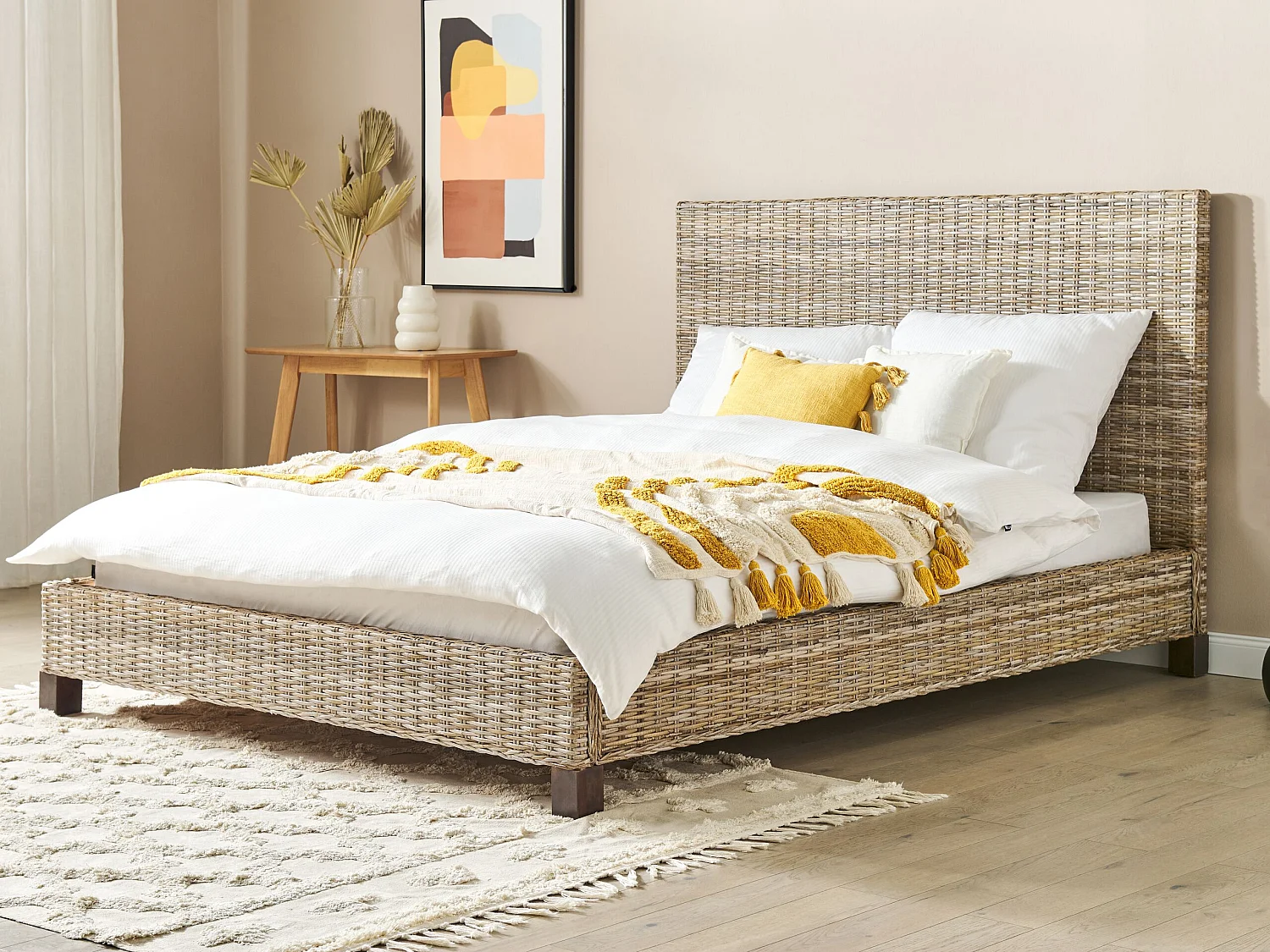 Bed rotan lichtbruin 160 x 200 cm SALBRIS