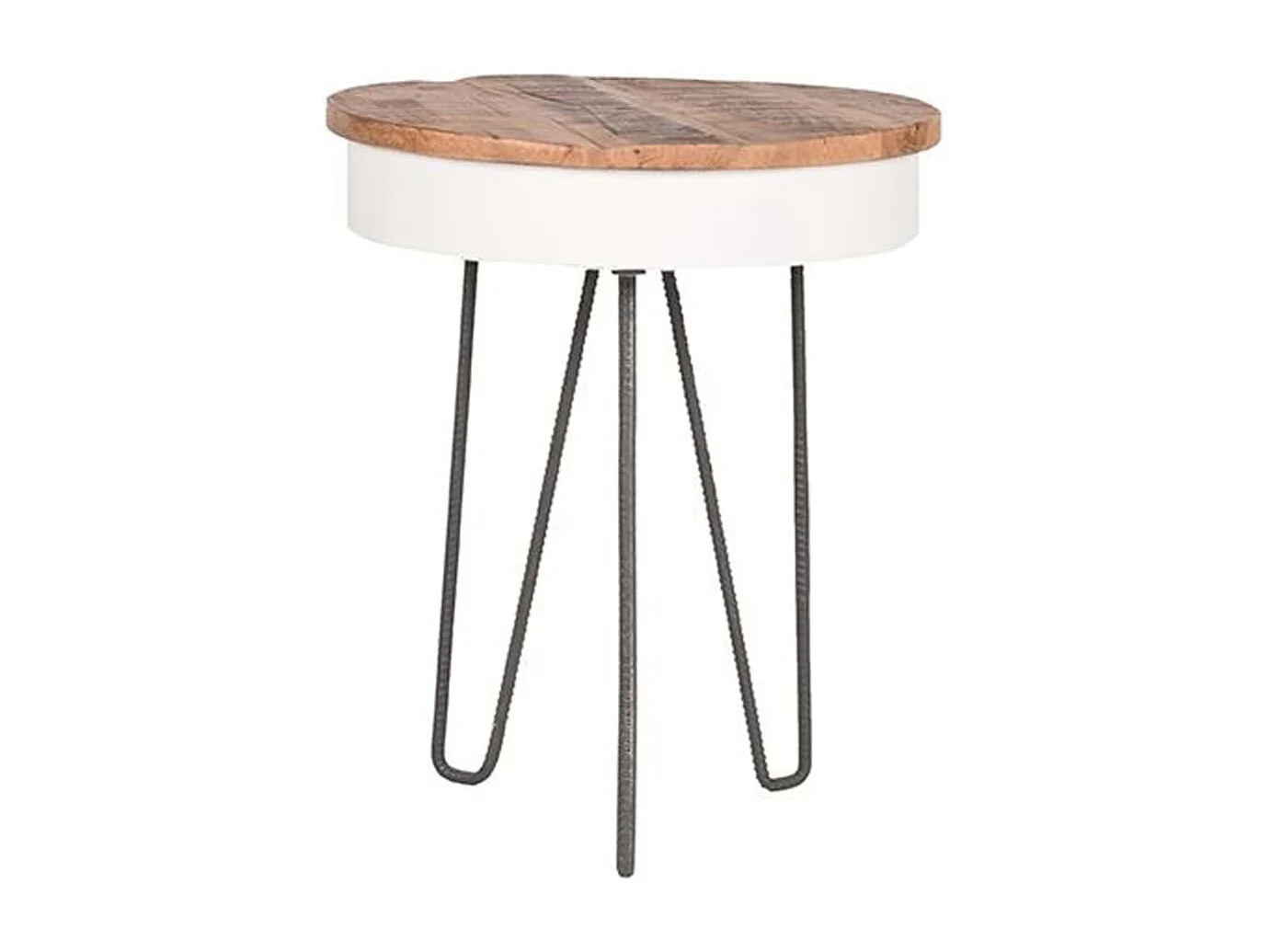 Bijzettafel Saria - Wit - Mangohout - Rond - 44 cm