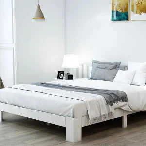 Bed met hoofdeinde – 140 x 200 cm – grenen – lattenbodem – wit Bed met hoofdeinde – 140 x 200 cm – grenen – lattenbodem – wit