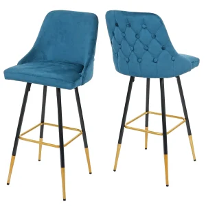 Barkruk MCW-E70 (set van 2) fluweel, petrol-blauw Barkruk MCW-E70 (set van 2) fluweel, petrol-blauw