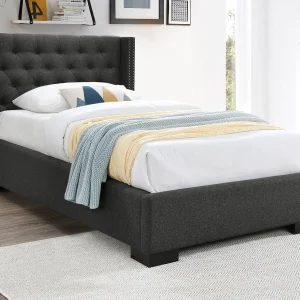Bed met opbergruimte – 90 x 200 cm – Met gecapitonneerd hoofdbord – Met matras – MASSIMO Bed met opbergruimte – 90 x 200 cm – Met gecapitonneerd hoofdbord – Met matras – MASSIMO