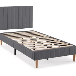 Beklede basis + hoofdeinde Eris 90×190 cm Donkergrijs Beklede basis + hoofdeinde Eris 90×190 cm Donkergrijs