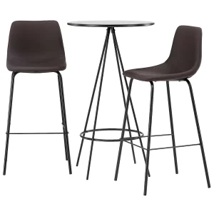 Bistro barmeubelset bartafel zwart en 2 Alexi barstoelen bruin. Bistro barmeubelset bartafel zwart en 2 Alexi barstoelen bruin.