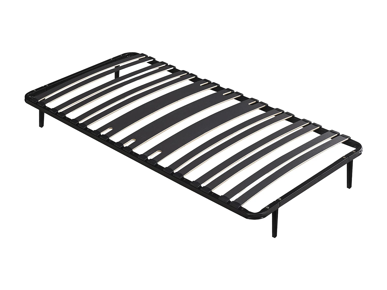 Bedbodem met latten 90 x 190 cm - 15 latten, 3 zones, met poten - Zwart - CERRISI