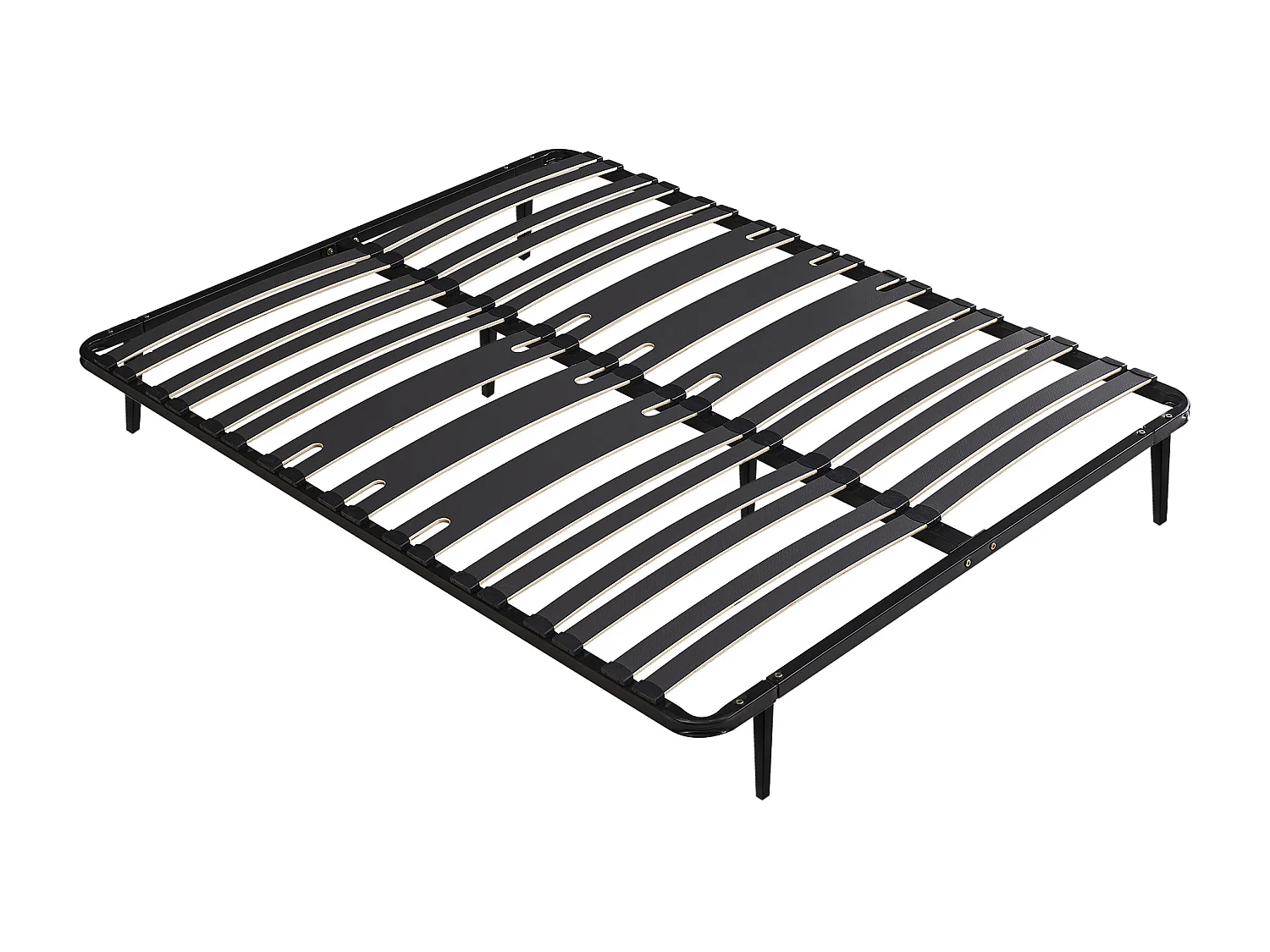 Bedbodem met latten 160 x 200 cm - 2 x 15 latten, 3 zones, met poten, zwart - CERRISI