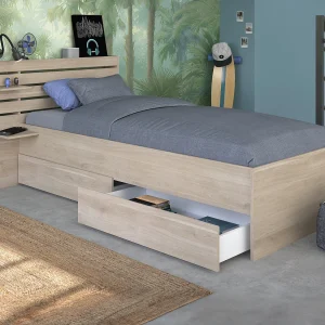 Bed met opbergruimte – Houtlook – 90 x 190/200 cm – TENALIA Bed met opbergruimte – Houtlook – 90 x 190/200 cm – TENALIA