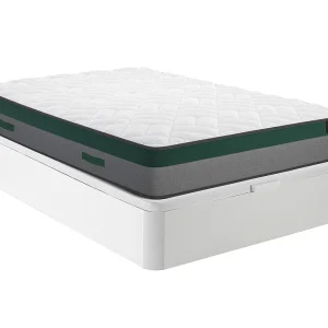 Bedset 140 x 190 cm – witte bedbodem met opbergruimte + matras met pocketveren – Koop nu