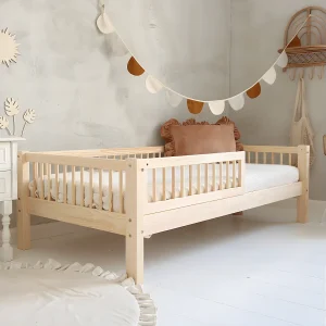 Bed 90×190 inclusief barrière en lattenbodem poten 19 cm Adèle Bois Bed 90×190 inclusief barrière en lattenbodem poten 19 cm Adèle Bois