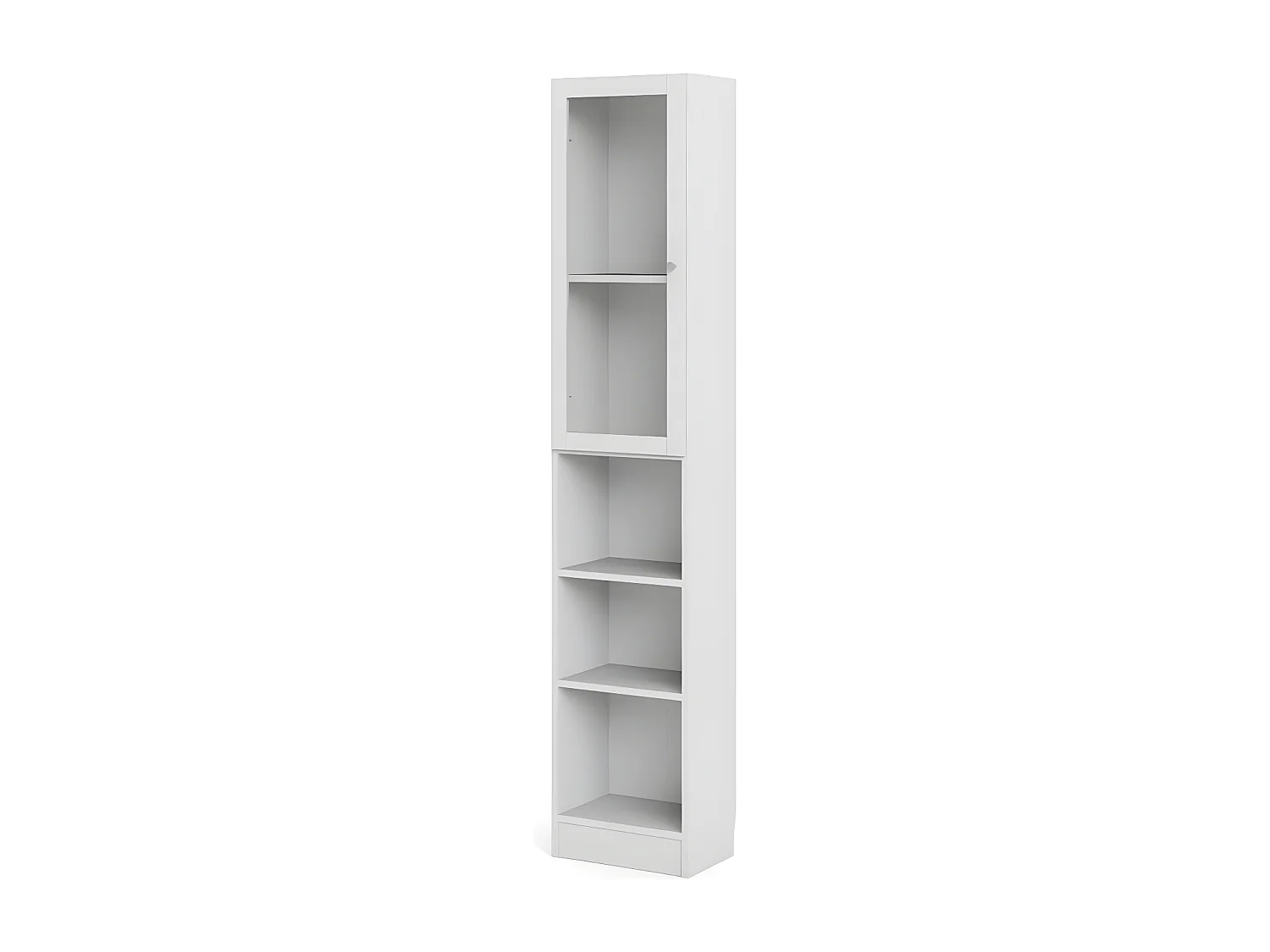 Base wandkast 1 glazen deur en 2 planken wit.