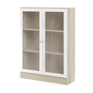 Base wandkast 2 glazen deuren eiken structuur decor, wit. Base wandkast 2 glazen deuren eiken structuur decor, wit.