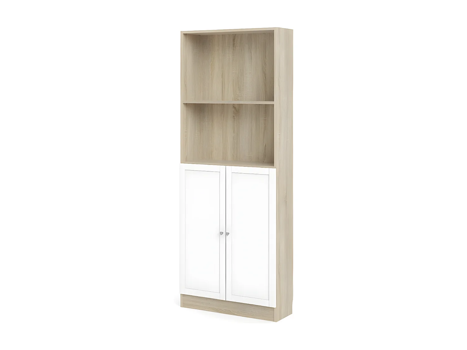 Base wandkast 1 plank en 2 deuren eiken structuur decor, wit.