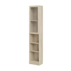 Base wandkast 1 glazen deur en 2 planken, eiken structuur decor.