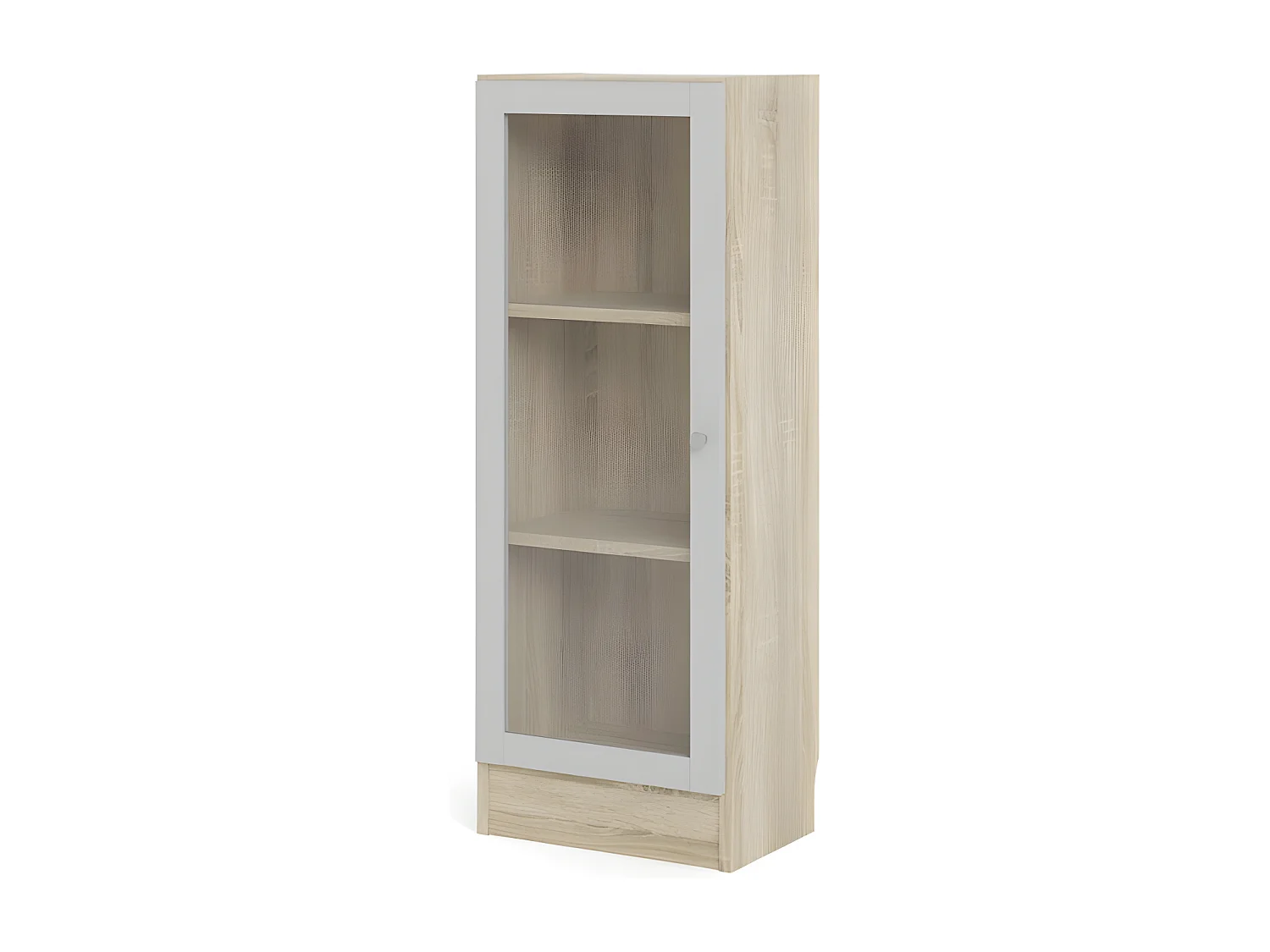 Base wandkast 1 glazen deur eiken structuur, wit.