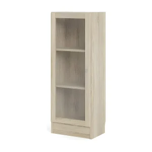 Base wandkast 1 glazen deur eiken structuur .