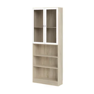 Base wandkast met 2 glasdeuren en 2 legplanken, eiken decor/wit. Base wandkast met 2 glasdeuren en 2 legplanken, eiken decor/wit.