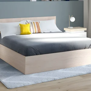 Queen size bed met opbergruimte 160 x 200 cm, naturelkleurig + matras – ELPHEGE Queen size bed met opbergruimte 160 x 200 cm, naturelkleurig + matras – ELPHEGE