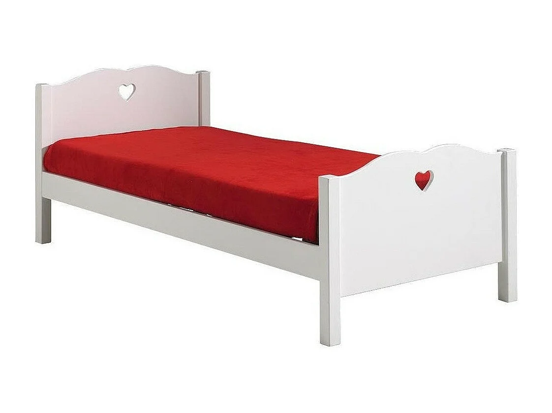 Bed 90x200 cm wit gelakt hout Hart