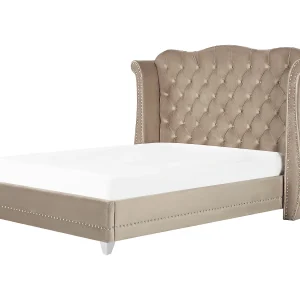Bed fluweel taupe 180 x 200 cm AYETTE Bed fluweel taupe 180 x 200 cm AYETTE