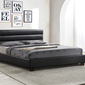 Bed 160 x 200 cm in zwart kunstleer – FAUSTIN