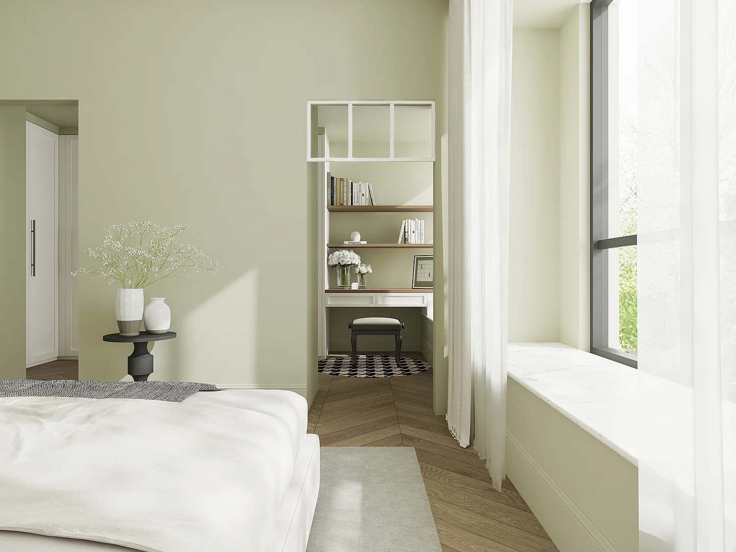 Bovenraam werkplaatsstijl van gepoedercoat aluminium - L83 x H40 cm - Wit - BAYVIEW
