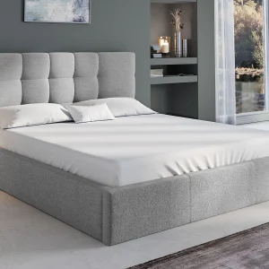 Bed met opbergruimte 140 x 190 cm van grijze stof + matras – ELIAVA van Pascal Marabito