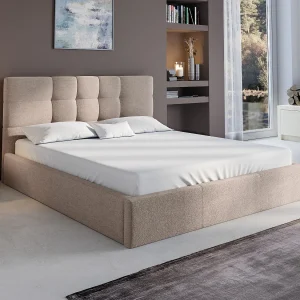 Bed met opbergruimte 140 x 190 cm van beige stof – ELIAVA