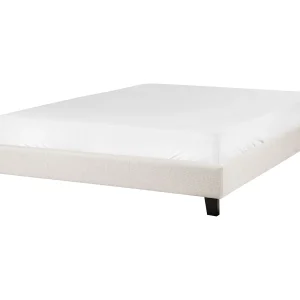 Bed stof lichtbeige 140 x 200 cm ROANNE Bed stof lichtbeige 140 x 200 cm ROANNE