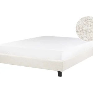 Bed bouclé crème 140 x 200 cm ROANNE Bed bouclé crème 140 x 200 cm ROANNE