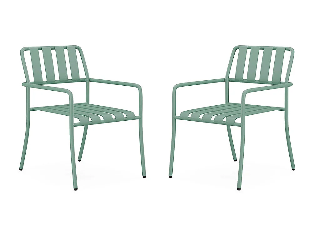 Set van 2 opstapelbare tuinstoelen van metaal - Amandelgroen - BIRMOS van MYLIA