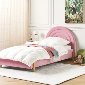 Bed fluweel roze 90 x 200 ANET Bed fluweel roze 90 x 200 ANET