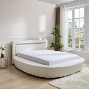 Rond Bed 160 x 200 cm – Met LEDs – Kunstleer – Wit – ABULIS III Rond Bed 160 x 200 cm – Met LEDs – Kunstleer – Wit – ABULIS III