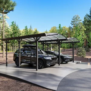 Uitbouw voor carport van aluminium – 1 auto – 15,15 m² – Antracietgrijs – BARESA