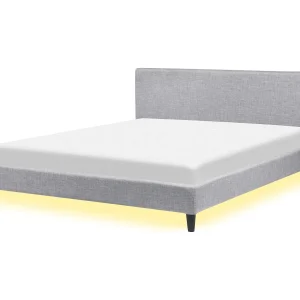 Bed met LED stof lichtgrijs 180 x 200 cm FITOU Bed met LED stof lichtgrijs 180 x 200 cm FITOU