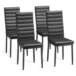 Bealife set van 4 eetkamerstoelen voor de keuken, met PU – leer beklede, opgevulde zitplaatsen, metalen poten met zwarte anti – slip voetjes Bealife set van 4 eetkamerstoelen voor de keuken, met PU – leer beklede, opgevulde zitplaatsen, metalen poten met zwarte anti – slip voetjes