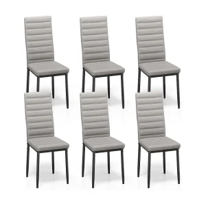 Bealife set van 6 eetkamerstoelen voor de keuken, met PU – leer beklede, opgevulde zitplaatsen, metalen poten en grijze rubberen voetjes Bealife set van 6 eetkamerstoelen voor de keuken, met PU – leer beklede, opgevulde zitplaatsen, metalen poten en grijze rubberen voetjes