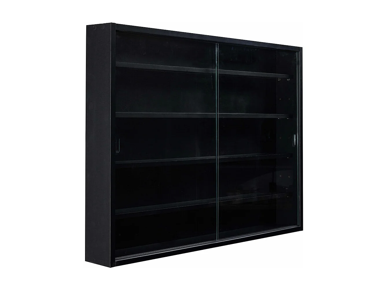 Blacklava vitrinekast vitrinekast, 2 schuifdeuren zwart.