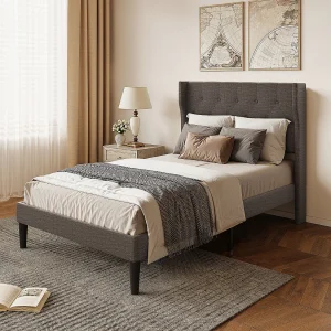 Bealife 120 x 200 cm enkelbed, bedframe, beukenlattenbodem, 20 cm opbergruimte, donkergrijs Bealife 120 x 200 cm enkelbed, bedframe, beukenlattenbodem, 20 cm opbergruimte, donkergrijs