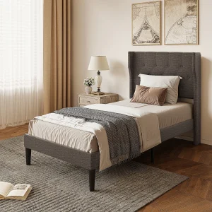 Bealife 90 x 200 cm enkelbed, bedframe, beukenlattenbodem, 20 cm opbergruimte, donkergrijs Bealife 90 x 200 cm enkelbed, bedframe, beukenlattenbodem, 20 cm opbergruimte, donkergrijs