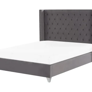 Bed fluweel grijs 160 x 200 cm LUBBON Bed fluweel grijs 160 x 200 cm LUBBON