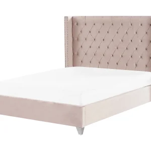 Bed fluweel licht roze 160 x 200 cm LUBBON Bed fluweel licht roze 160 x 200 cm LUBBON