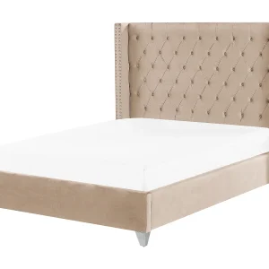 Bed fluweel beige 140 x 200 cm LUBBON Bed fluweel beige 140 x 200 cm LUBBON