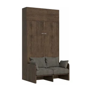 Bedkast van 120×190 cm met bank en Kanto notenhouten wandmeubel-Kleur Microvezel 41 Bedkast van 120×190 cm met bank en Kanto notenhouten wandmeubel-Kleur Microvezel 41