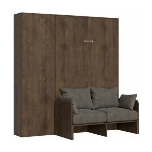 Bedkast 160×190 cm met bank en Kanto notenhouten opbergzuil-Kleur Microvezel 41 Bedkast 160×190 cm met bank en Kanto notenhouten opbergzuil-Kleur Microvezel 41