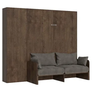 Bedkast van 120×190 cm met bank en Kanto notenhouten opbergzuil-Kleur Microvezel 41 Bedkast van 120×190 cm met bank en Kanto notenhouten opbergzuil-Kleur Microvezel 41