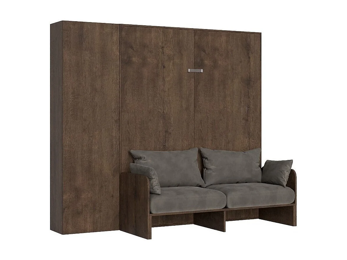 Bedkast van 120x190 cm met bank en Kanto notenhouten opbergzuil-Kleur Microvezel 41